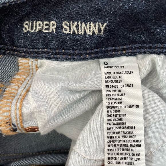 AMERICAN EAGLE Super Skinny Dark Wash Denim Contrast Stitch Jeans Size 0 Short - Picture 9 of 9